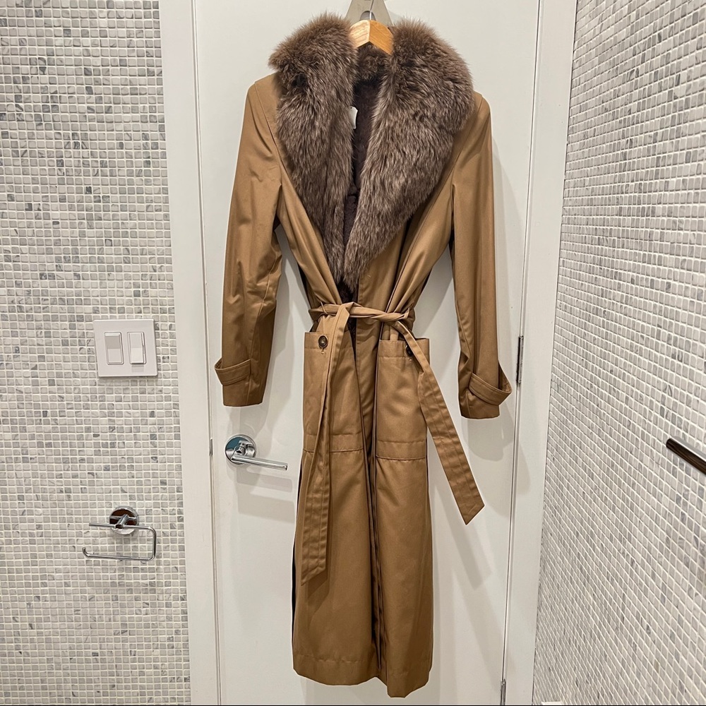 Vintage (removable) Fox Fur Trench Coat M/L
